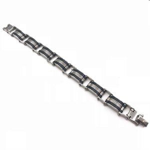 Stainless Steel &‎ Black Link Bracelet